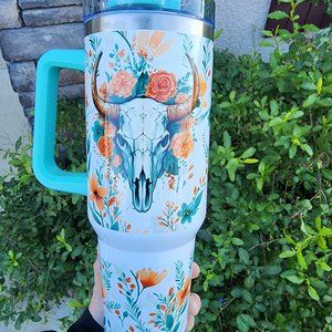 Western Floral Cow Skull Speaker Tumbler